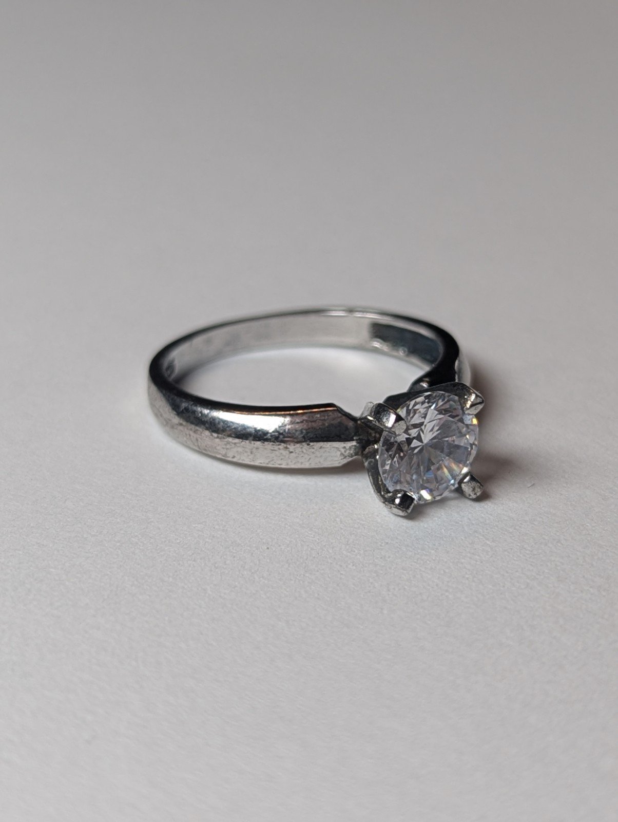 Vintage Sterling Silver CZ Stone Clear Gemstone Ring | Size O | 925 - Image 2