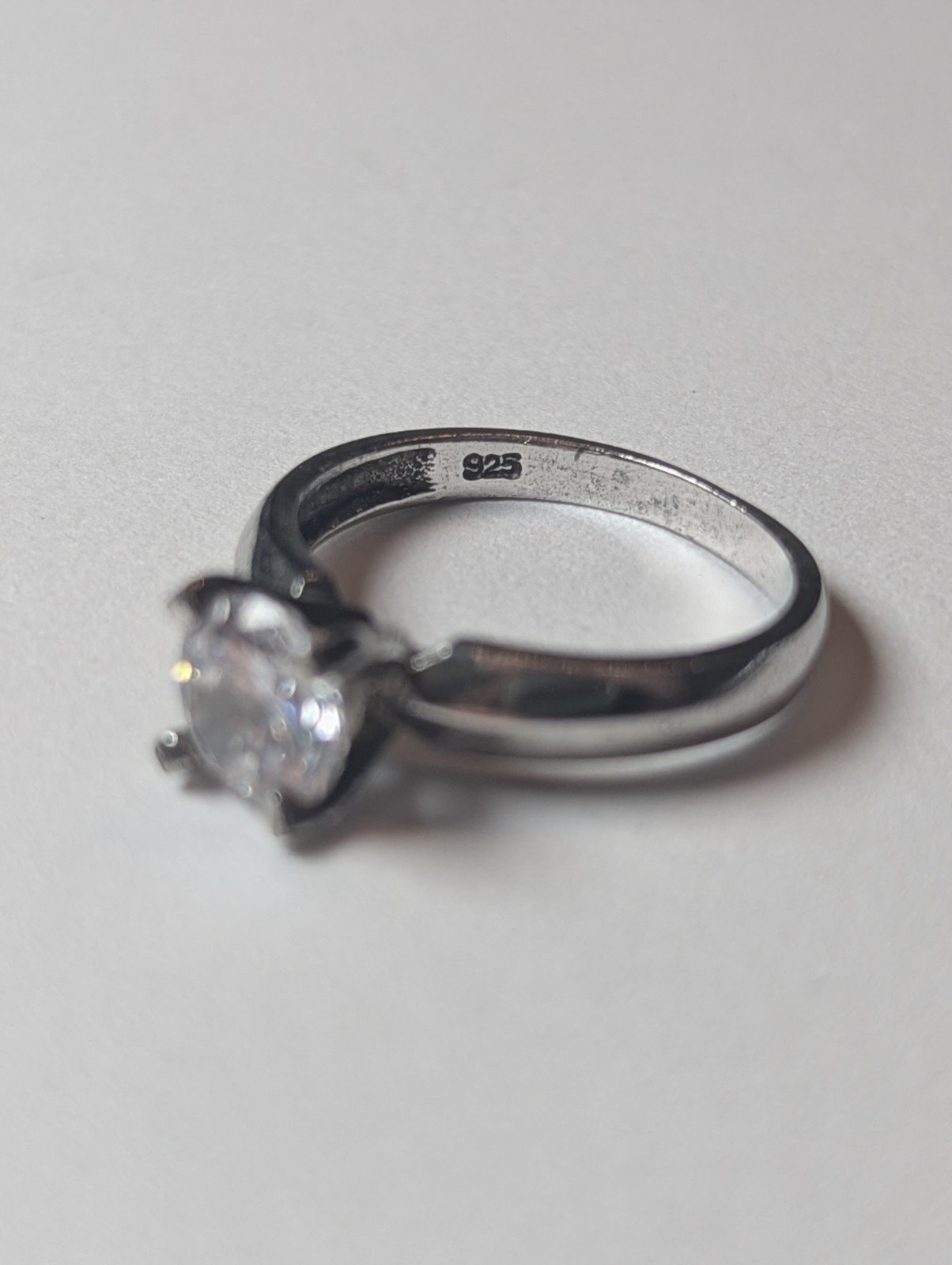 Vintage Sterling Silver CZ Stone Clear Gemstone Ring | Size O | 925 - Image 3