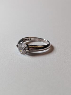 Vintage Sterling Silver DQCZ Clear Gemstone Ring | Size M | 925 Silver