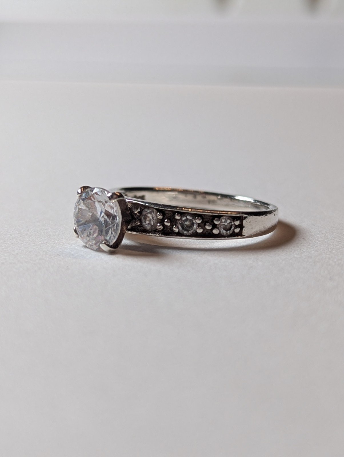 Vintage Sterling Silver Solitaire CZ Ring | Size M | 925 Silver - Image 2