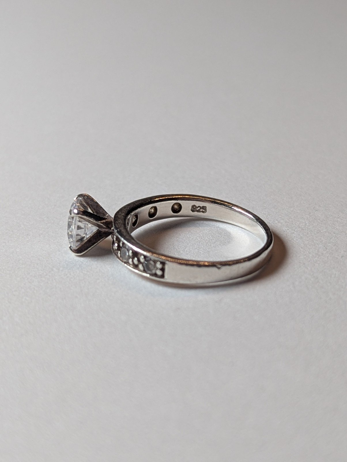 Vintage Sterling Silver Solitaire CZ Ring | Size M | 925 Silver - Image 3