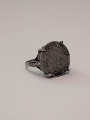 Vintage Sterling Silver Threepence 1920 Coin Signet Ring | Size L | 925 Silver