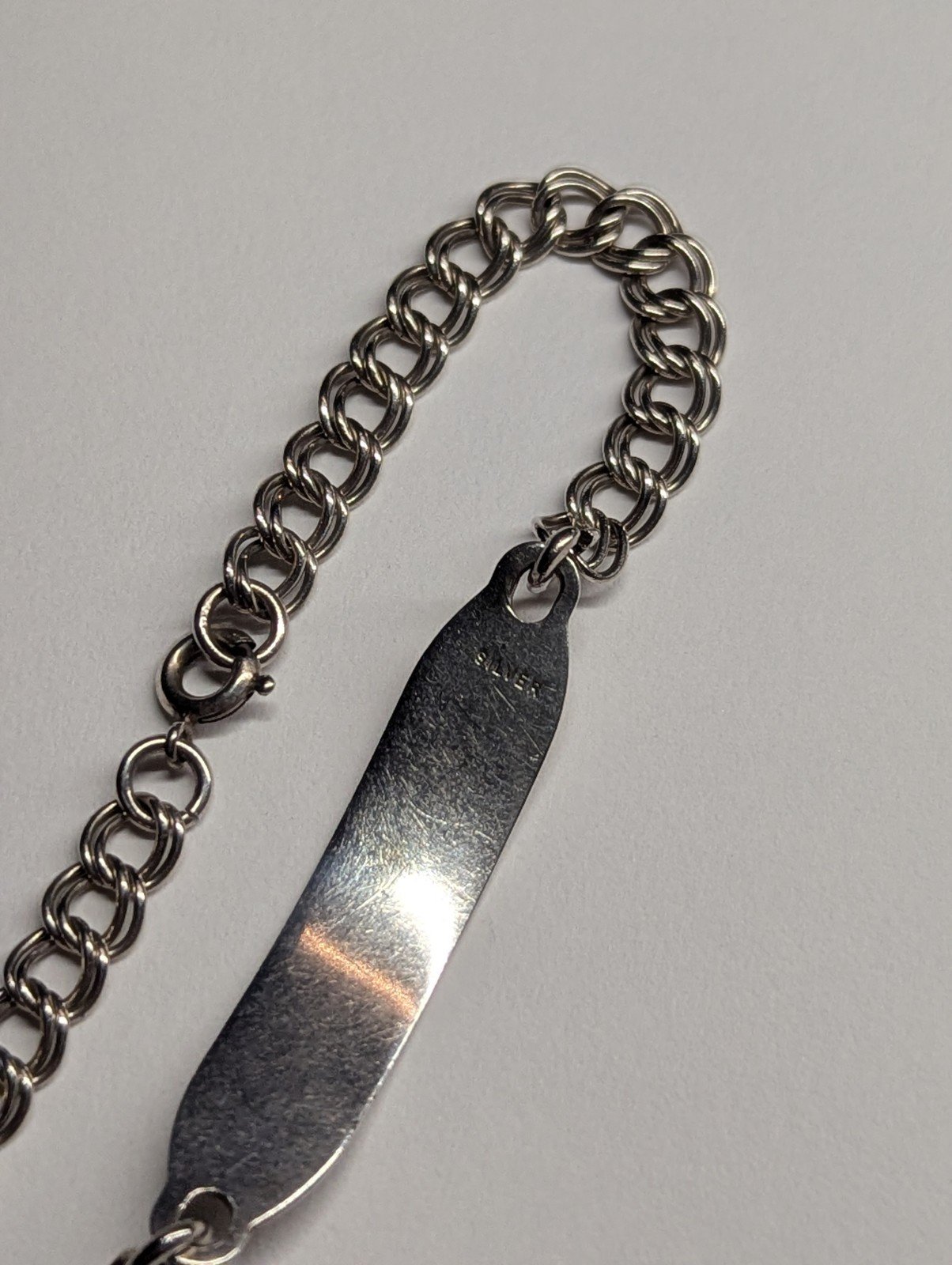Vintage Sterling Silver Double Link ID Bracelet Chain | 18cm | Weight: 6.72g - Image 5