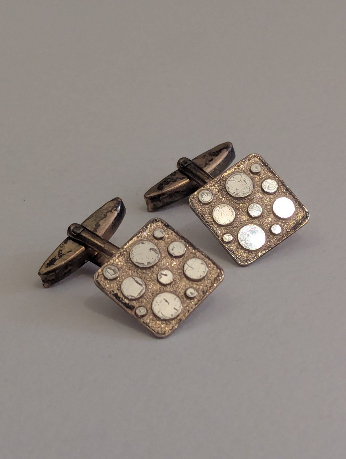 Vintage 9ct Gold On Sterling Silver Mens Cuff Links | 9ct Gold & 925 Silver