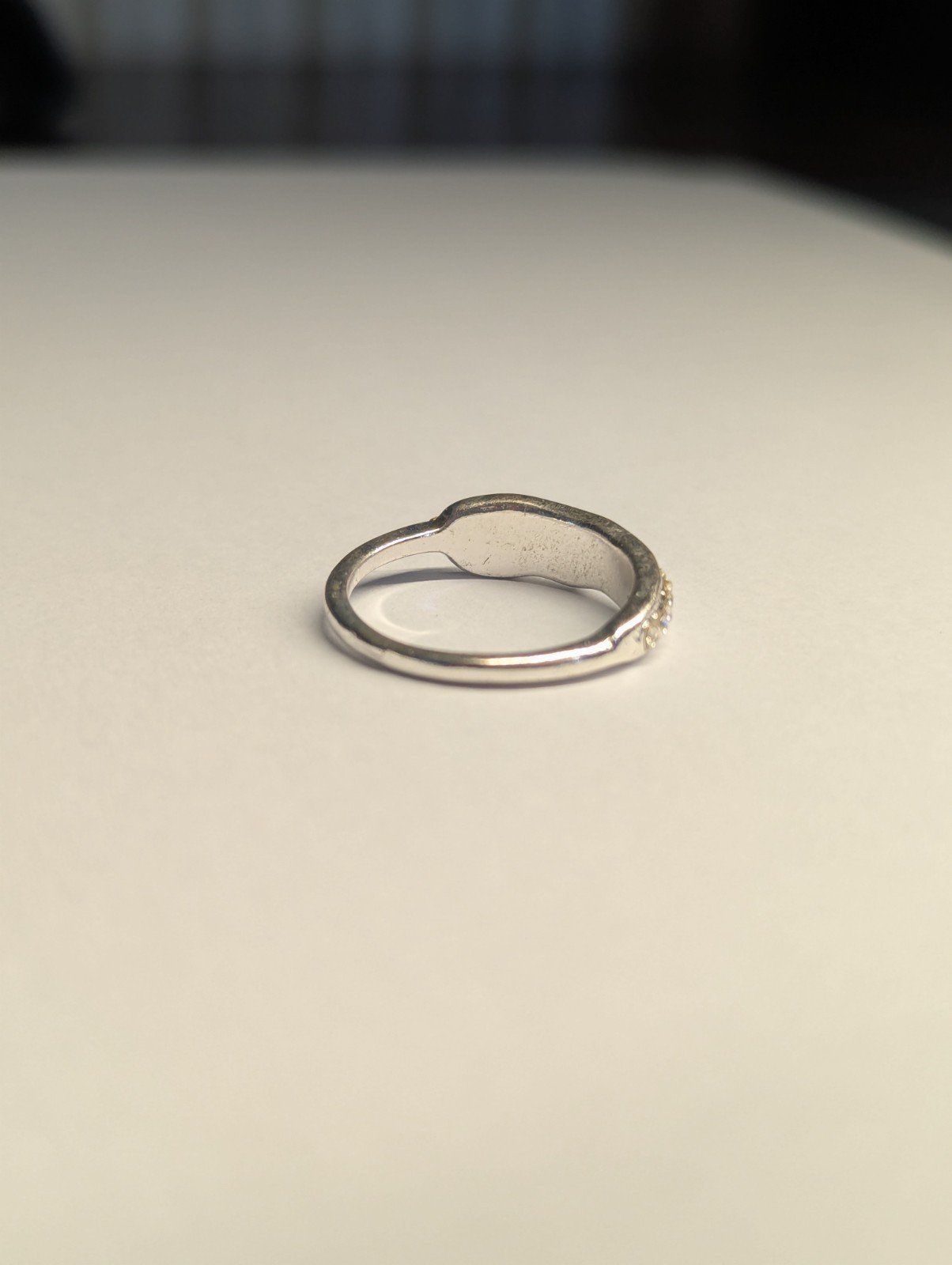 Costume Jewellery Feather And Cz Stones Silver Tone Ring Size R - Image 7