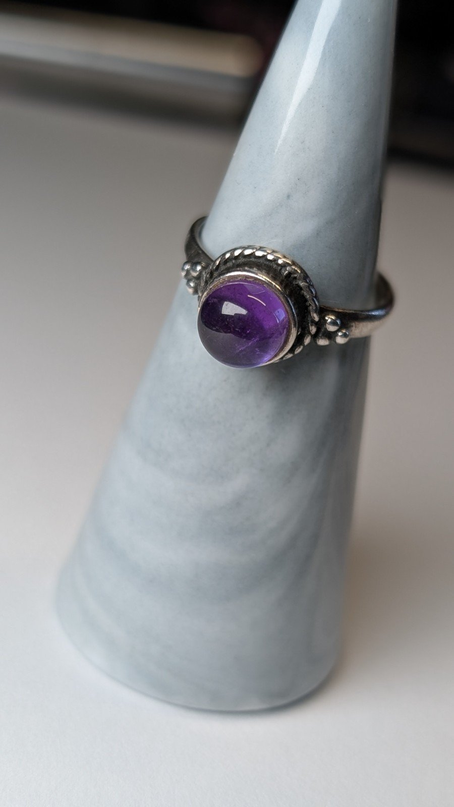 Vintage Sterling Silver Amethyst Ring | Size N | 925 Silver Amethyst Ring