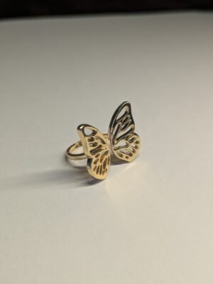 Costume Jewellery Butterfly Ring Gold Tone Size K