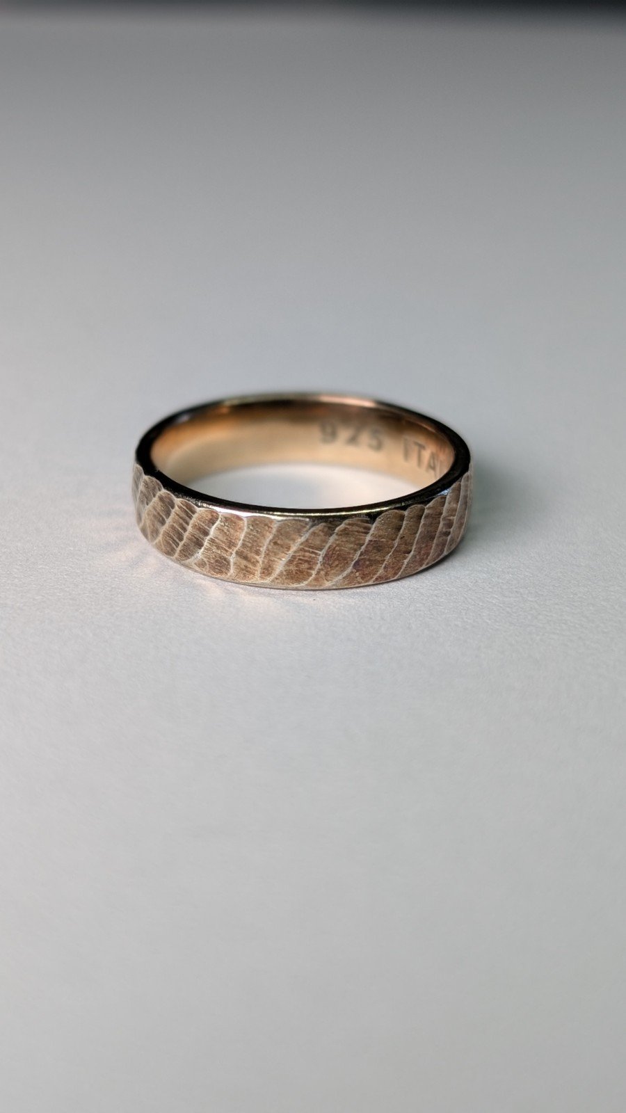 Vintage Gold Plated Sterling Silver Textured Ring | Size O 1/2 | Made In Italy