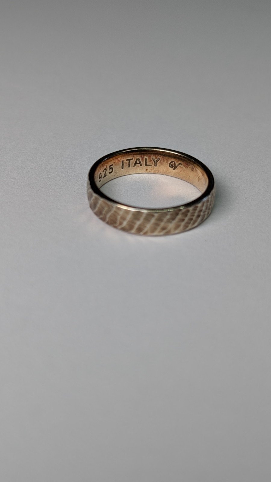 Vintage Gold Plated Sterling Silver Textured Ring | Size O 1/2 | Made In Italy - Image 3