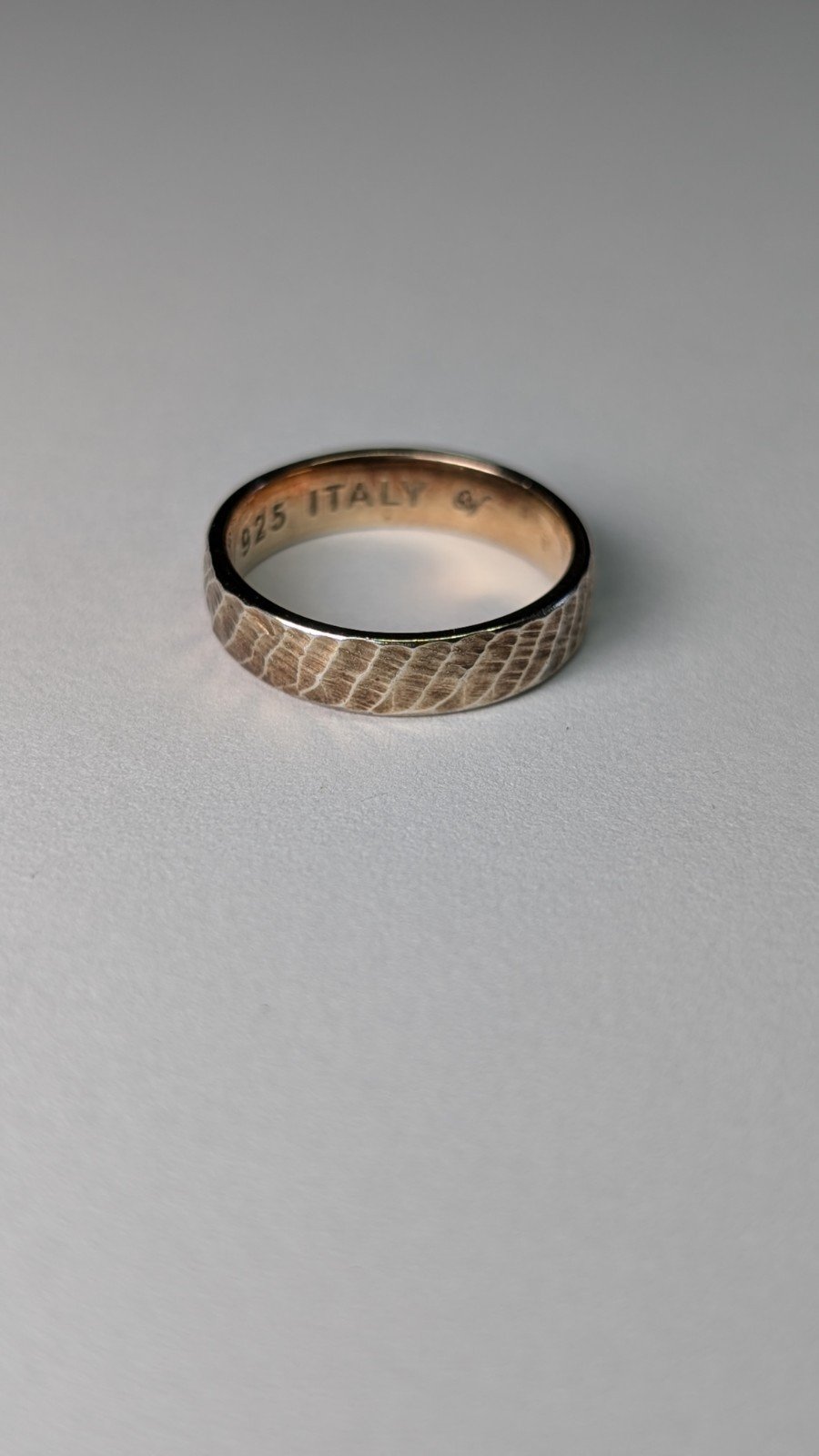 Vintage Gold Plated Sterling Silver Textured Ring | Size O 1/2 | Made In Italy - Image 4