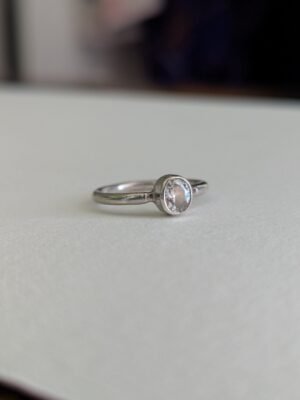 Vintage Sterling Silver Ring With CZ Gemstone | Size M 1/2 | 925 Silver