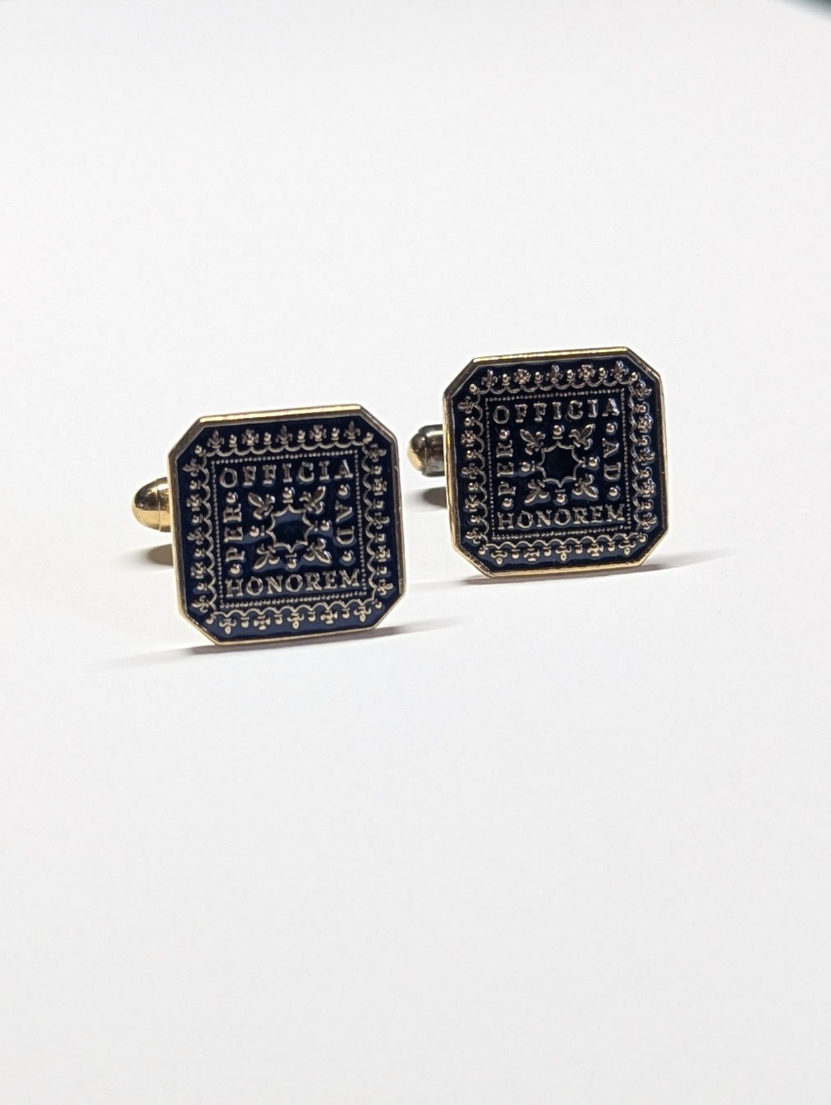 Vintage Sterling Silver Gold Plated Blue Enamel Masonic cufflinks | 925 Silver