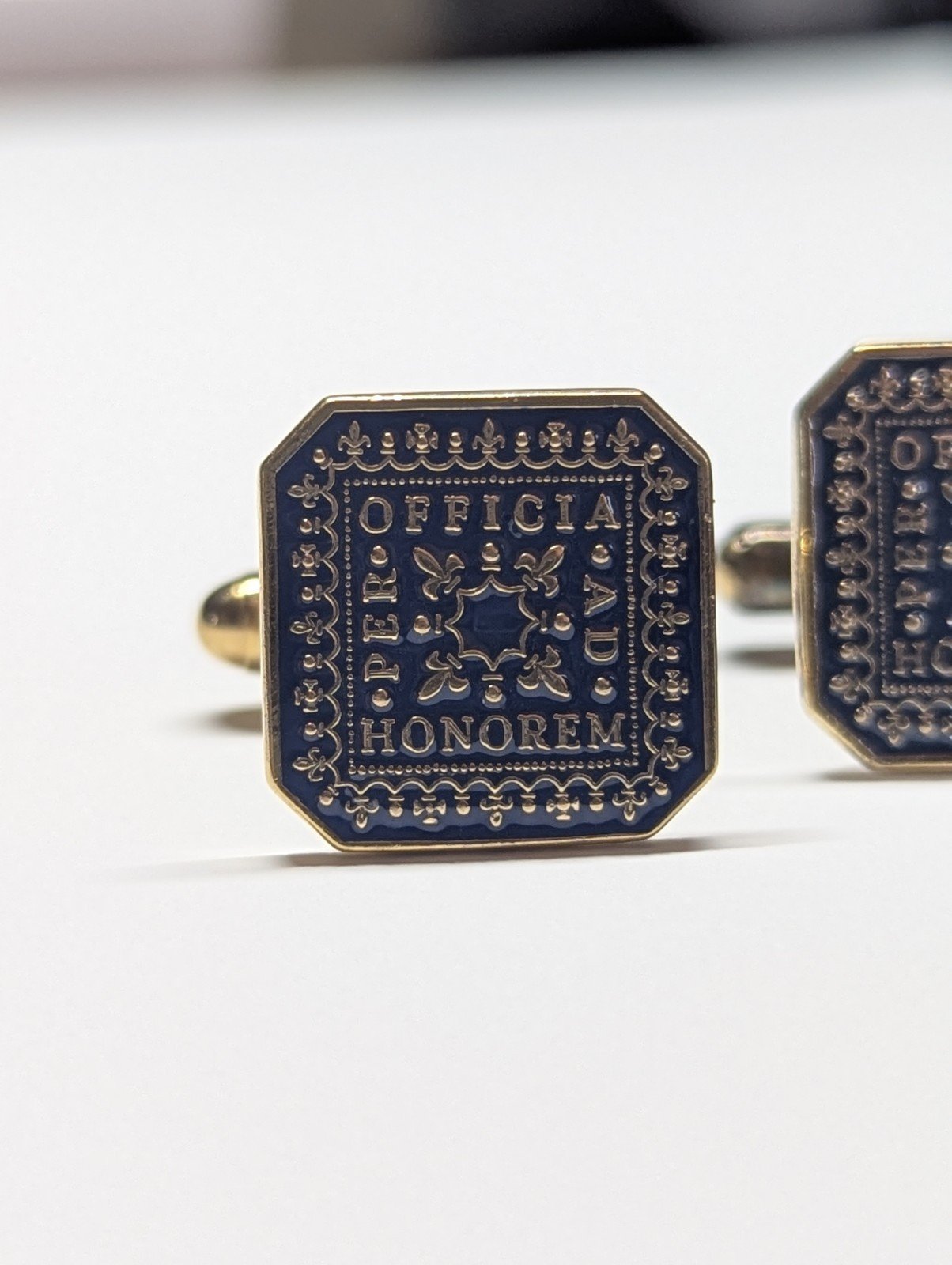 Vintage Sterling Silver Gold Plated Blue Enamel Masonic cufflinks | 925 Silver - Image 2