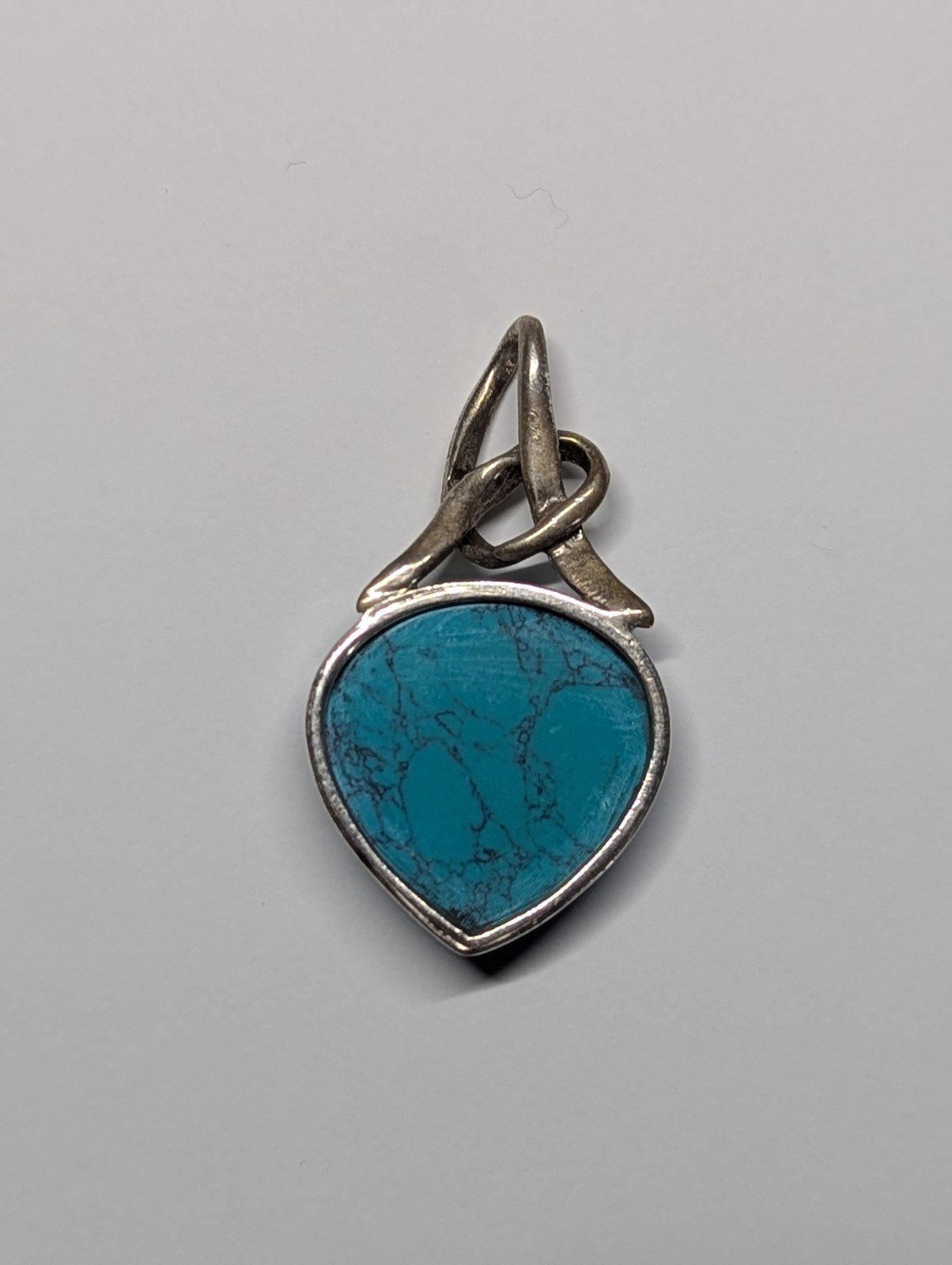 Vintage Sterling Silver Blue Heart Shaped Turquoise Pendant | 925 Silver - Image 4