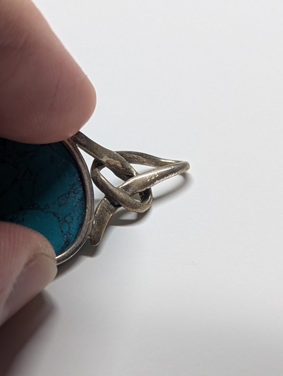 Vintage Sterling Silver Blue Heart Shaped Turquoise Pendant | 925 Silver - Image 7