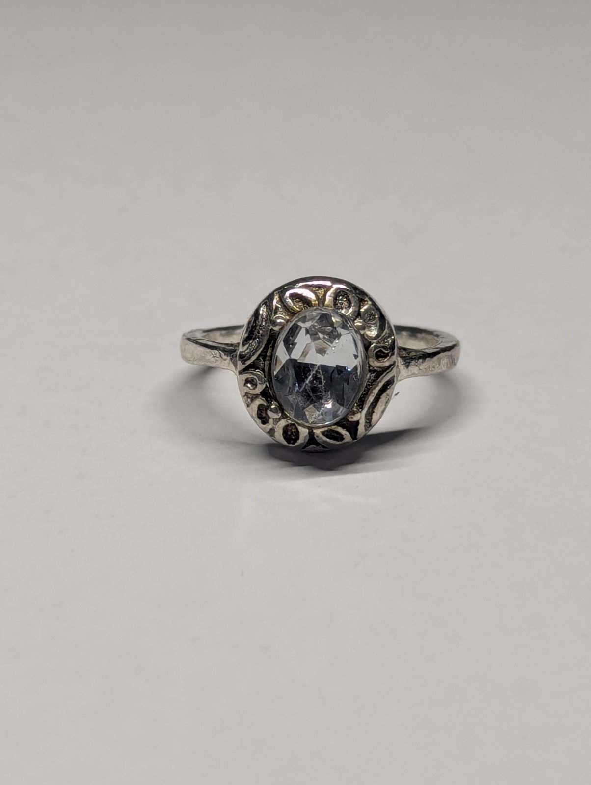 Vintage Costume Jewellery Clear Gemstones Ring | Size L