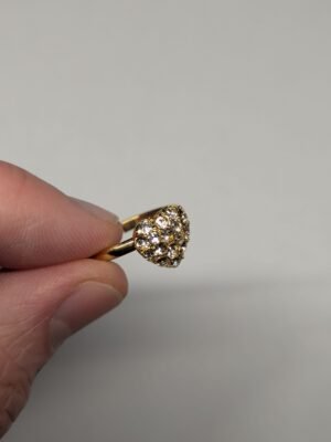 Costume Jewellery CZ Stones Gold Tone Heart Ring | Size M (Resizable)