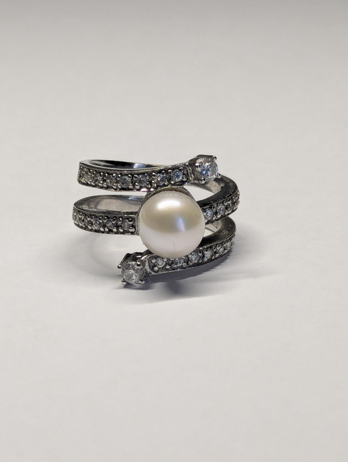 Vintage Costume Jewellery Pearl And CZ Stones Replica | Size P 1/2