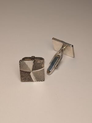 Vintage Sterling Silver Square Etched Men's Cuff Links | 925 Silver