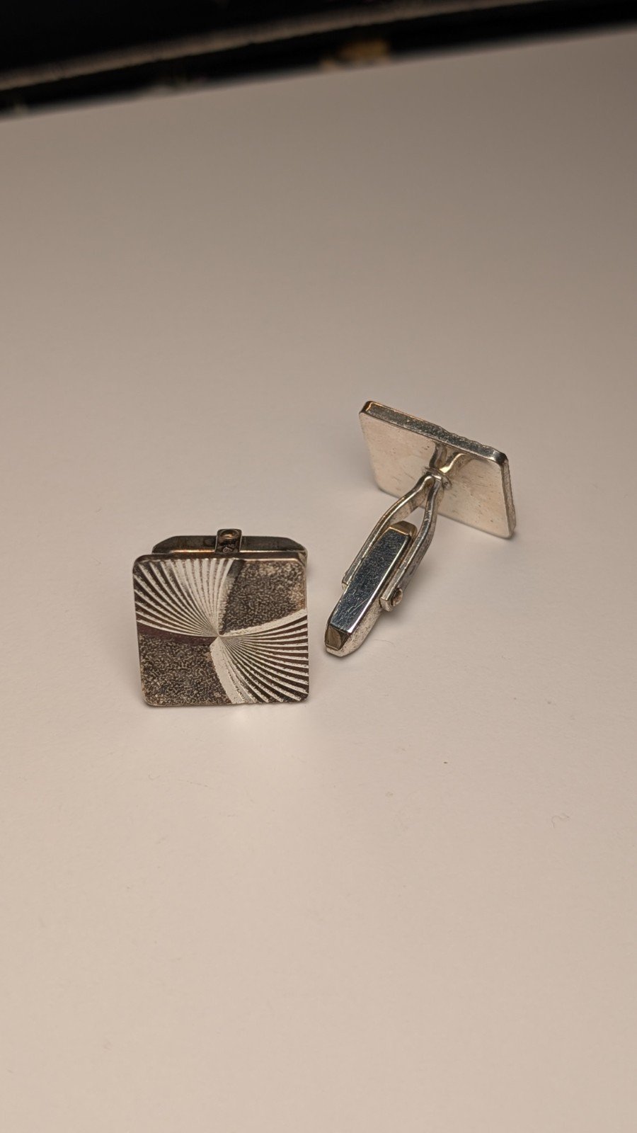Vintage Sterling Silver Square Etched Men's Cuff Links | 925 Silver