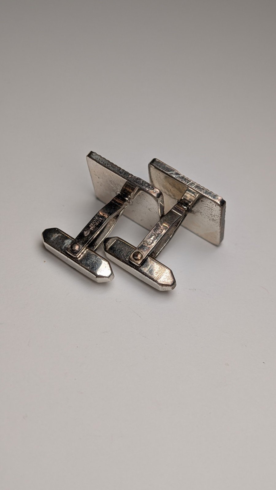 Vintage Sterling Silver Square Etched Men's Cuff Links | 925 Silver - Image 4