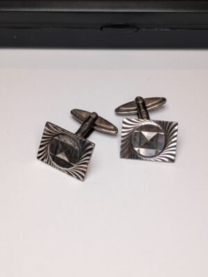 Vintage Sterling Silver Etched Men's Cuff Links | 925 Silver