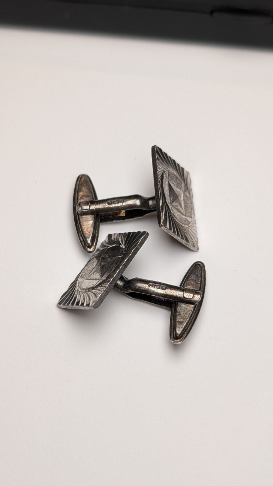 Vintage Sterling Silver Etched Men's Cuff Links | 925 Silver - Image 4