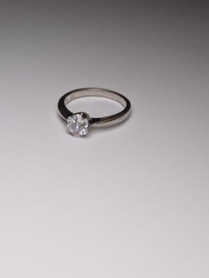Vintage Sterling Silver Solitaire CZ Ring | Size N 1/2 | 925 Silver