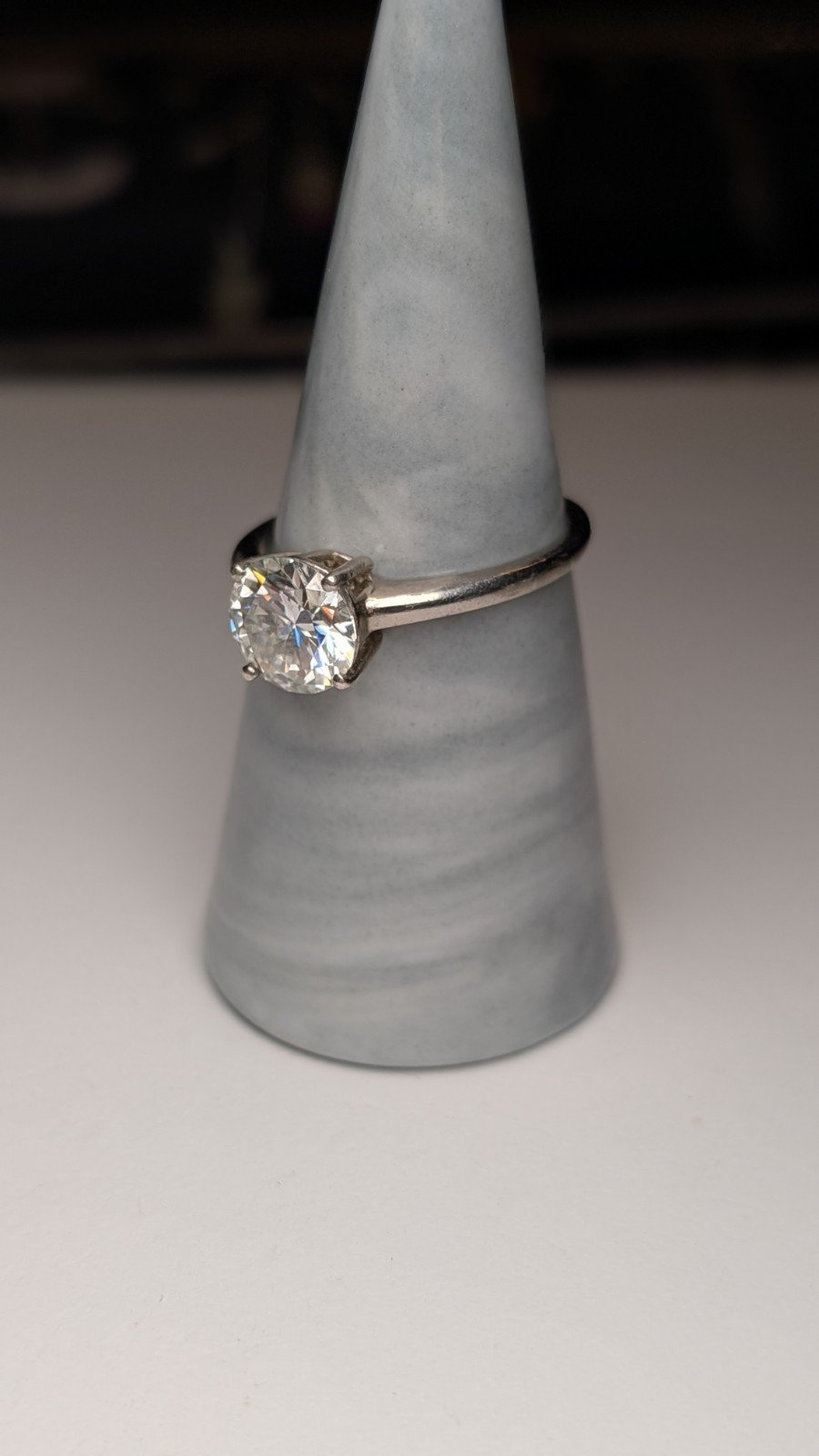 Vintage Sterling Silver CZ Stone Clear Gemstone Ring | Size T 1/2 | 925 - Image 5