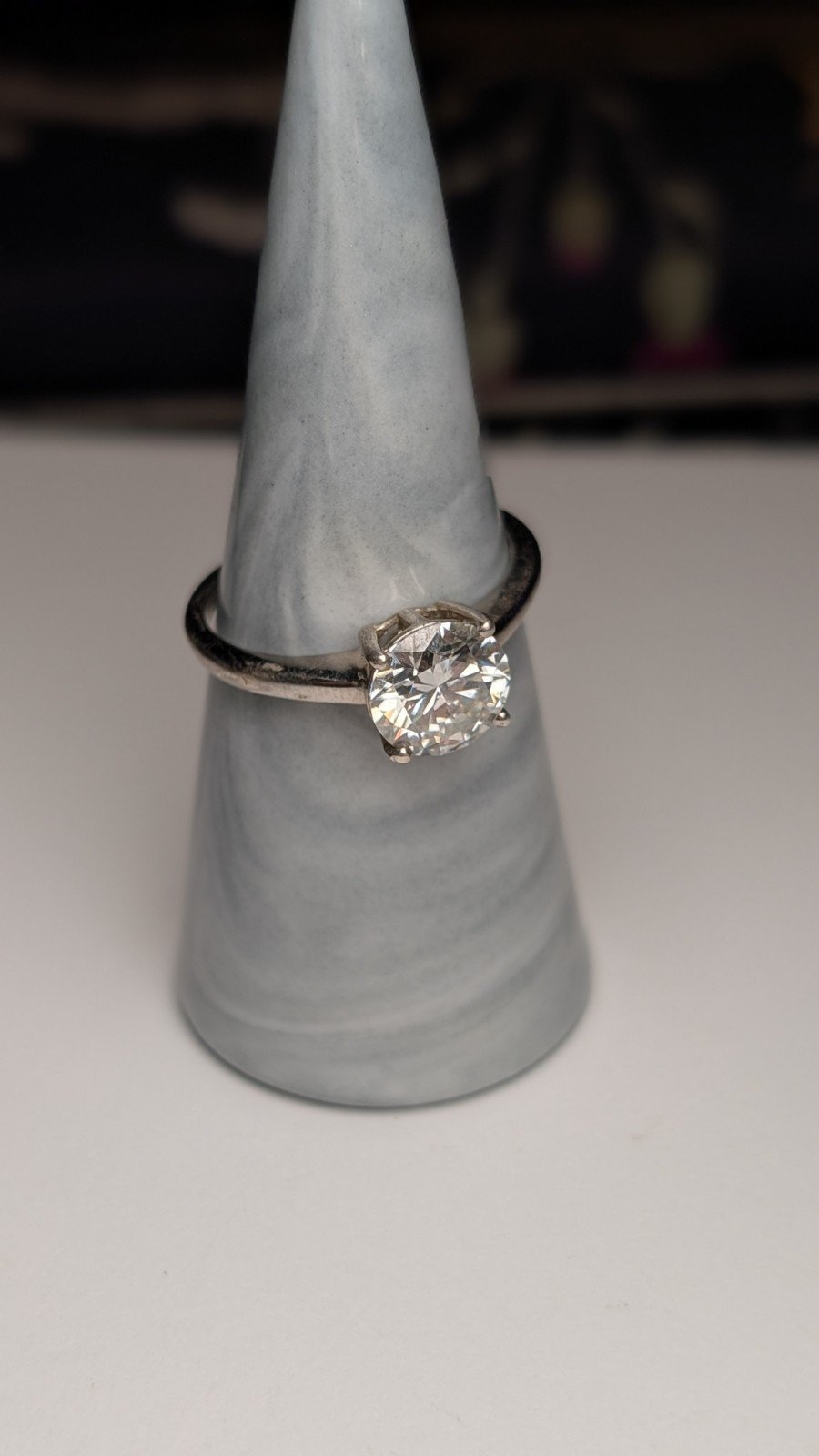 Vintage Sterling Silver CZ Stone Clear Gemstone Ring | Size T 1/2 | 925 - Image 6