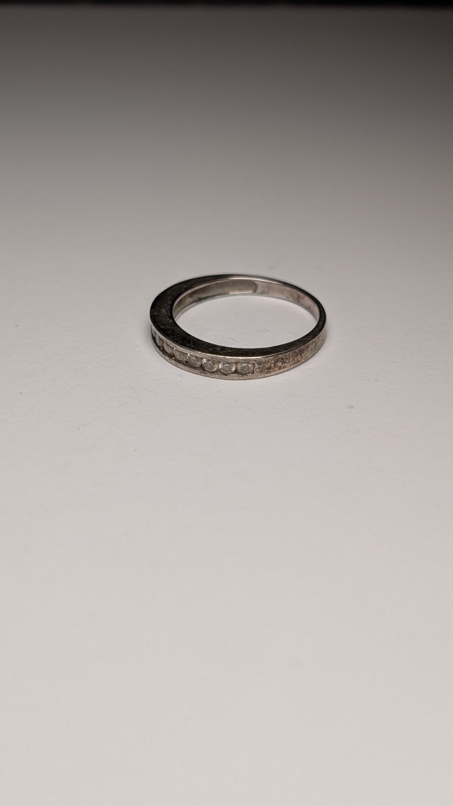 Vintage Sterling Silver CZ Stone Clear Gemstone Band Ring | Size J 1/2 | 925 - Image 2