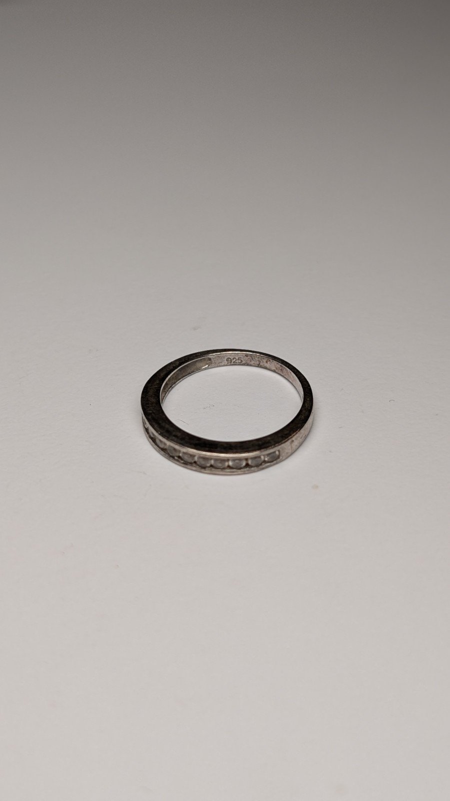 Vintage Sterling Silver CZ Stone Clear Gemstone Band Ring | Size J 1/2 | 925 - Image 3