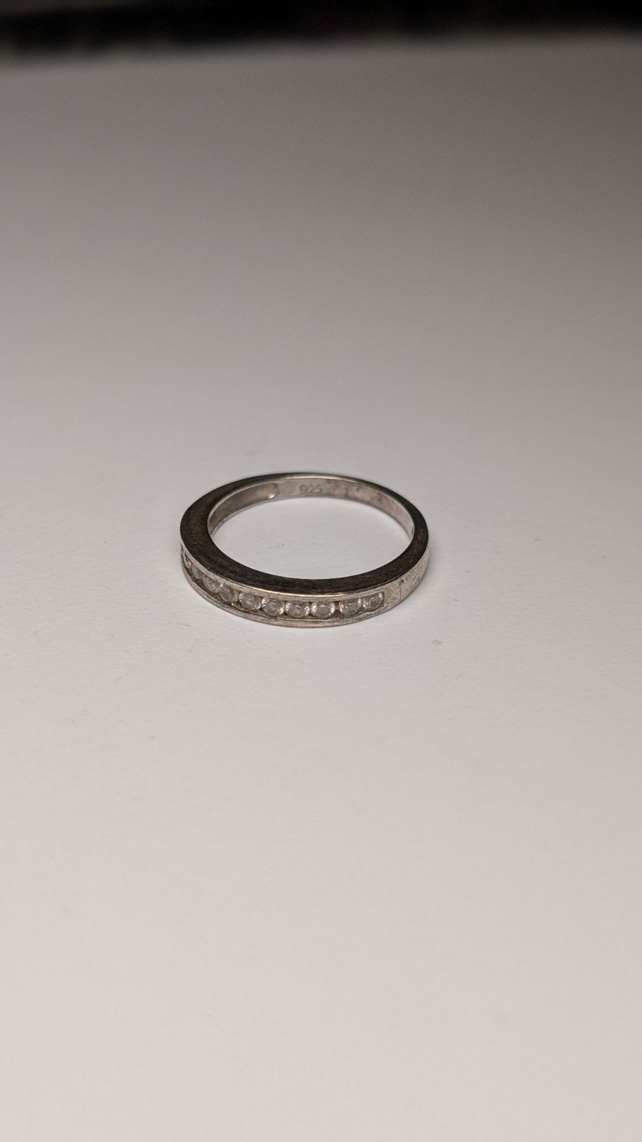 Vintage Sterling Silver CZ Stone Clear Gemstone Band Ring | Size J 1/2 | 925 - Image 4