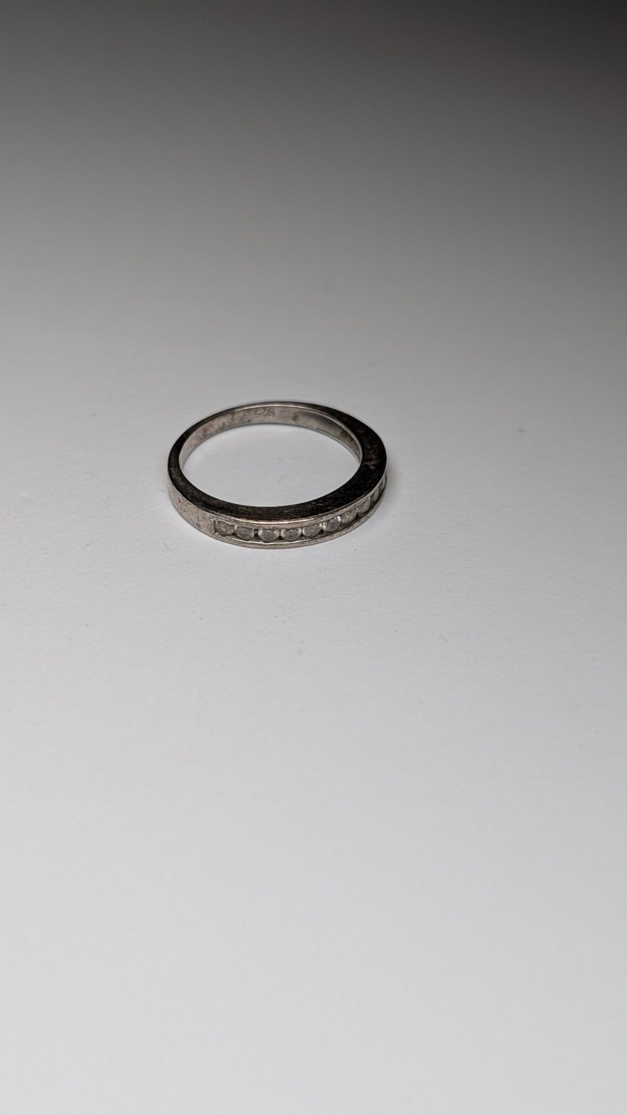 Vintage Sterling Silver CZ Stone Clear Gemstone Band Ring | Size J 1/2 | 925 - Image 5