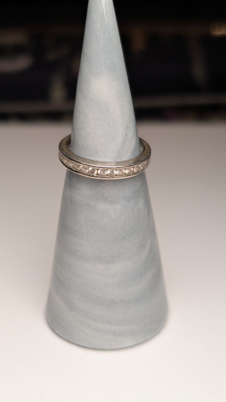 Vintage Sterling Silver CZ Stone Clear Gemstone Band Ring | Size J 1/2 | 925 - Image 6