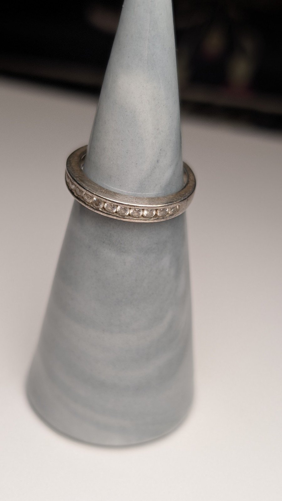 Vintage Sterling Silver CZ Stone Clear Gemstone Band Ring | Size J 1/2 | 925 - Image 7