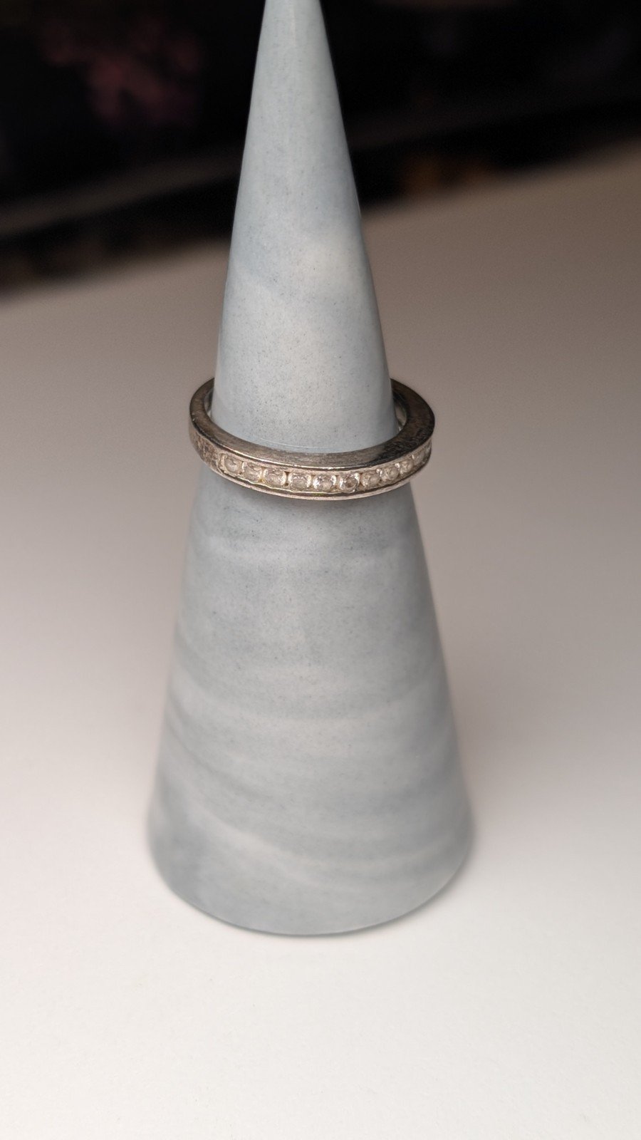 Vintage Sterling Silver CZ Stone Clear Gemstone Band Ring | Size J 1/2 | 925 - Image 8