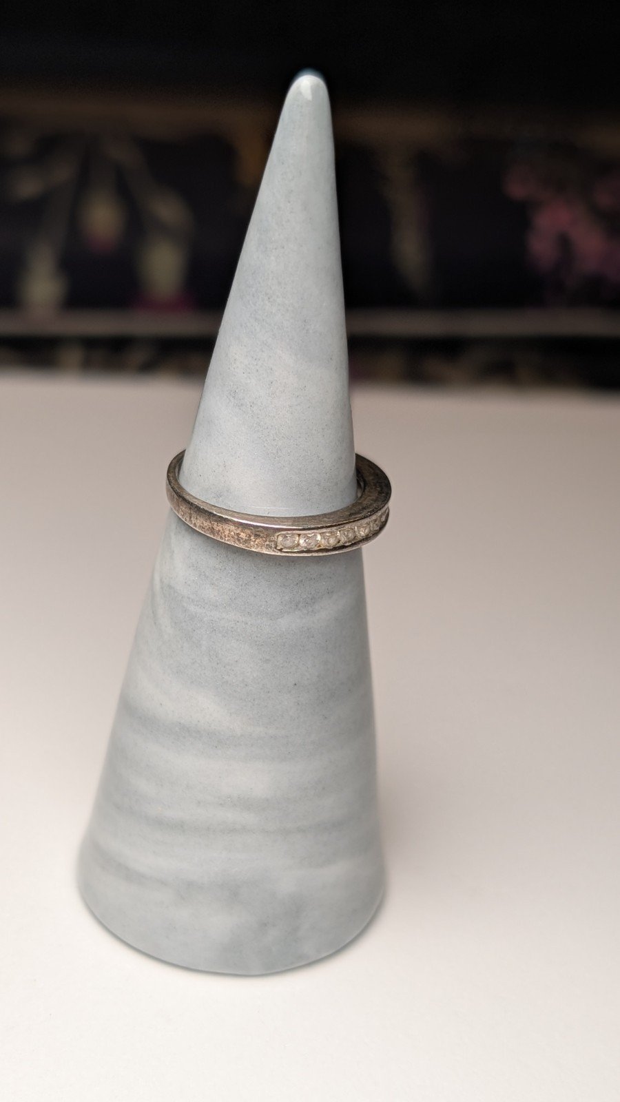 Vintage Sterling Silver CZ Stone Clear Gemstone Band Ring | Size J 1/2 | 925 - Image 11