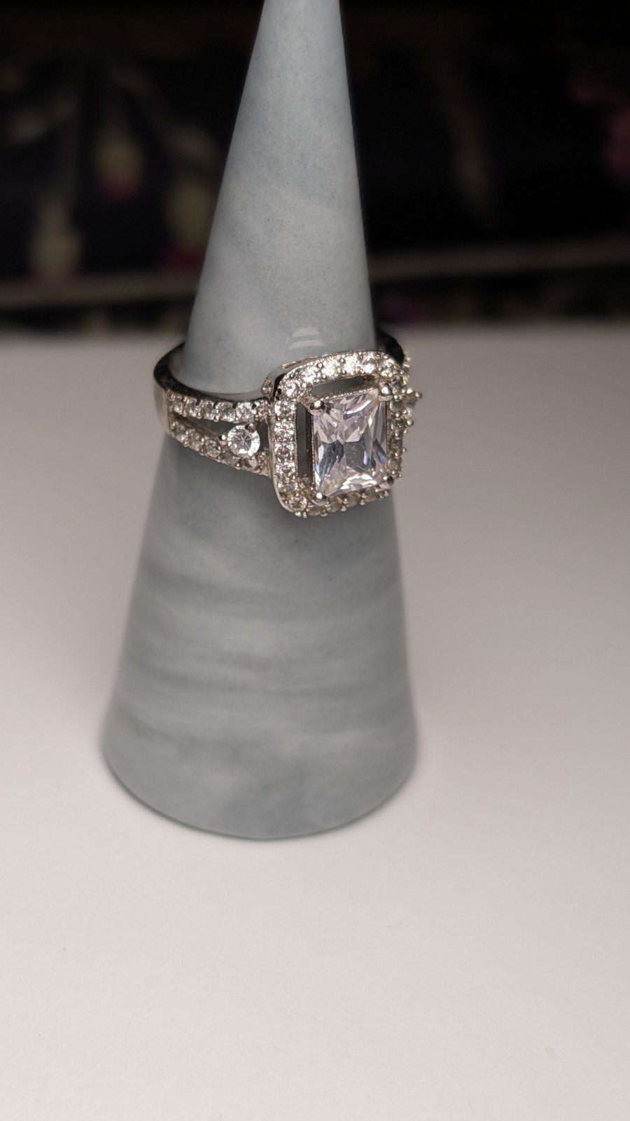 Vintage Sterling Silver CZ Clear Cluster Gemstone Ring | Size O | 925 - Image 2