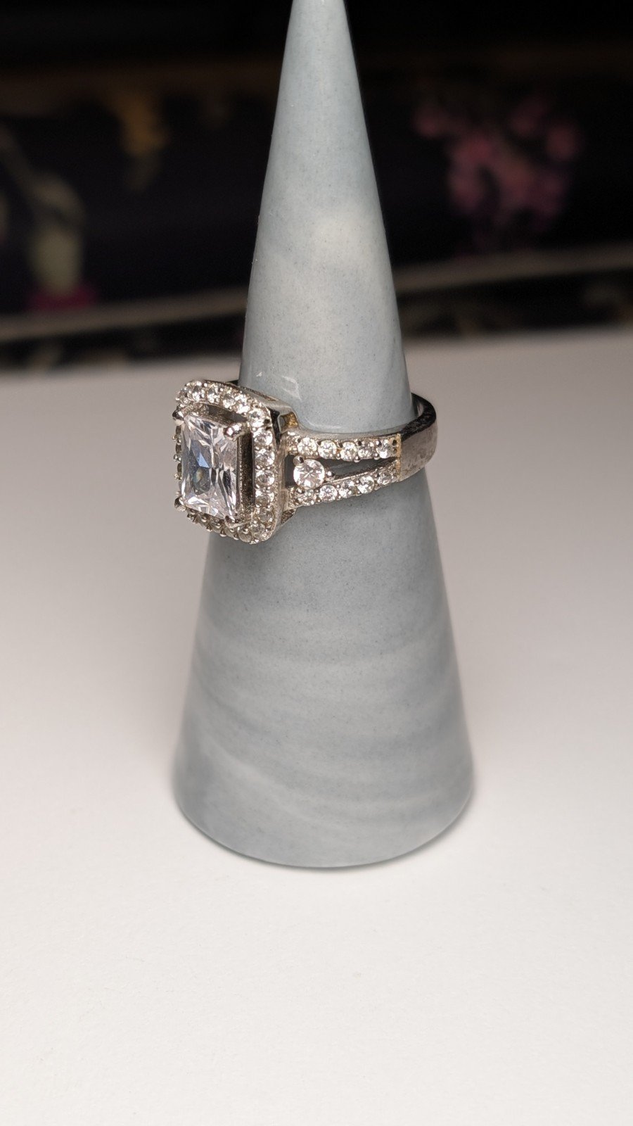 Vintage Sterling Silver CZ Clear Cluster Gemstone Ring | Size O | 925 - Image 3