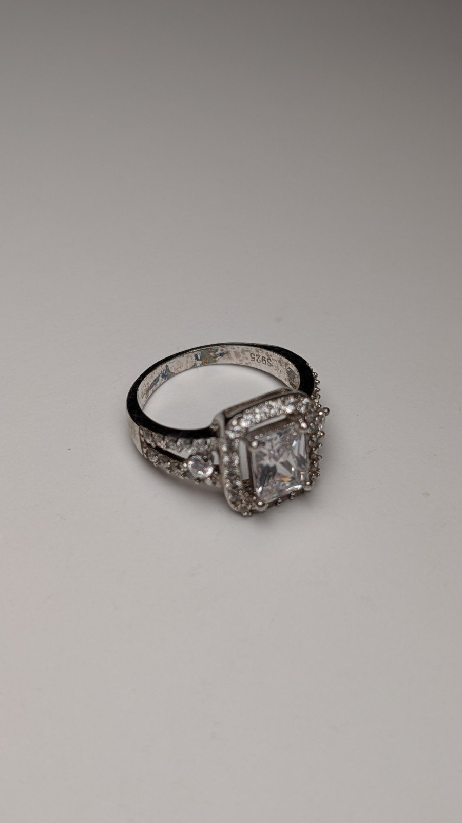 Vintage Sterling Silver CZ Clear Cluster Gemstone Ring | Size O | 925 - Image 4