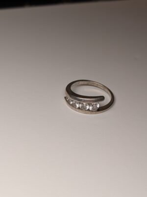 Vintage Sterling Silver CZ Gemstone Wrap Ring | Size R 1/2 | 925 Silver