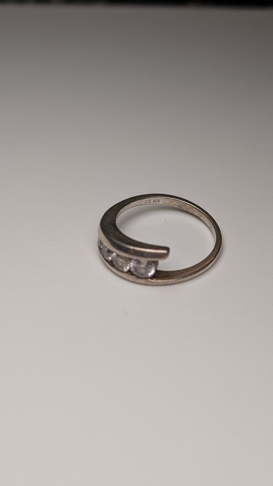 Vintage Sterling Silver CZ Gemstone Wrap Ring | Size R 1/2 | 925 Silver - Image 2