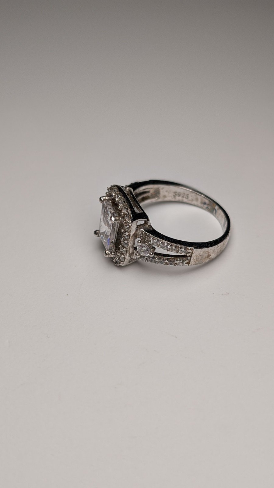 Vintage Sterling Silver CZ Clear Cluster Gemstone Ring | Size O | 925 - Image 6