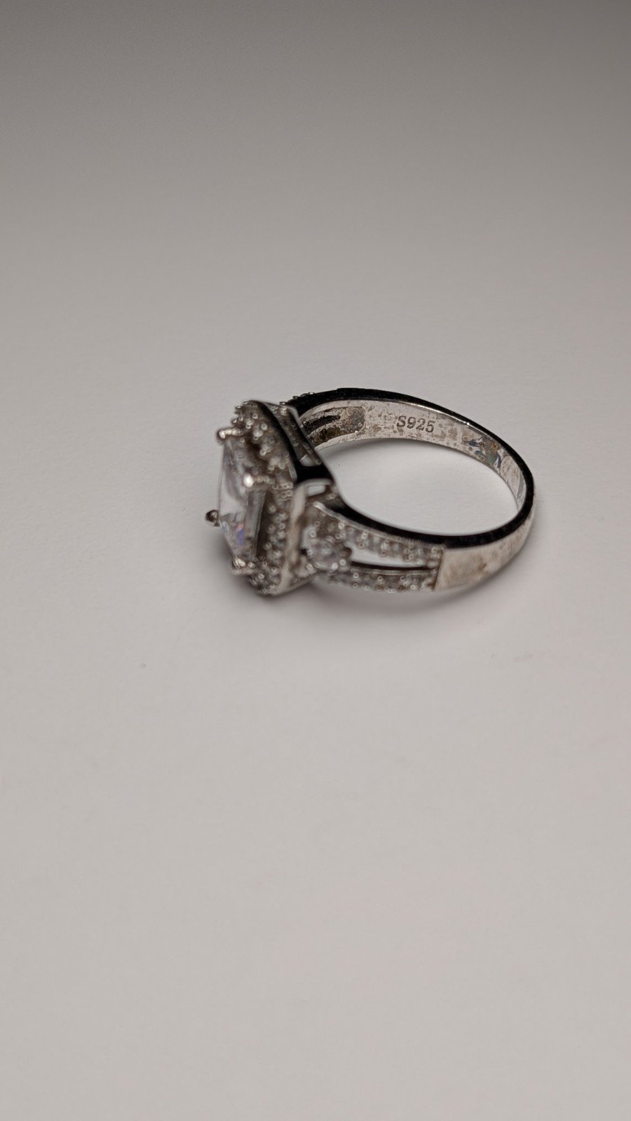 Vintage Sterling Silver CZ Clear Cluster Gemstone Ring | Size O | 925 - Image 7