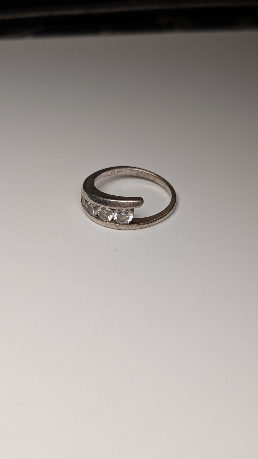 Vintage Sterling Silver CZ Gemstone Wrap Ring | Size R 1/2 | 925 Silver - Image 3