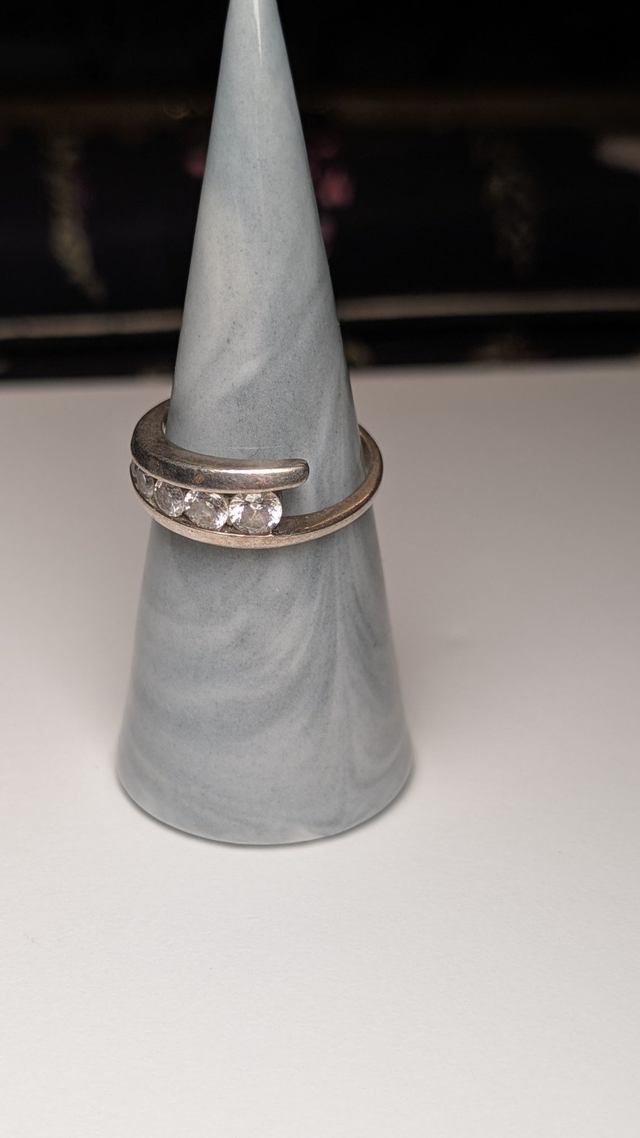 Vintage Sterling Silver CZ Gemstone Wrap Ring | Size R 1/2 | 925 Silver - Image 5