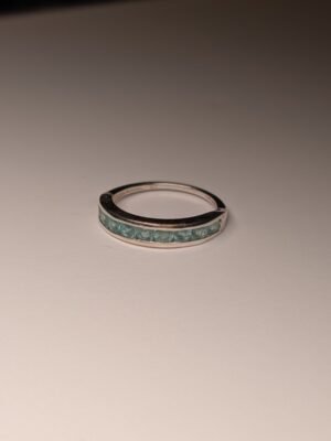 Vintage Sterling Silver Channel Set Aquamarine Ring | Size P 1/2 | 925