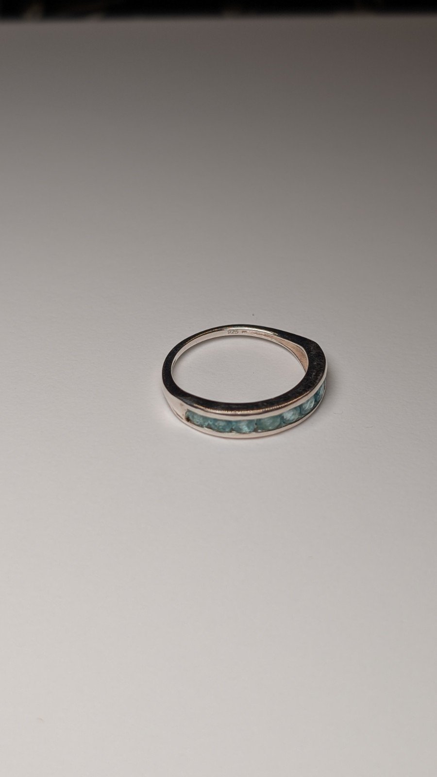 Vintage Sterling Silver Channel Set Aquamarine Ring | Size P 1/2 | 925 - Image 2