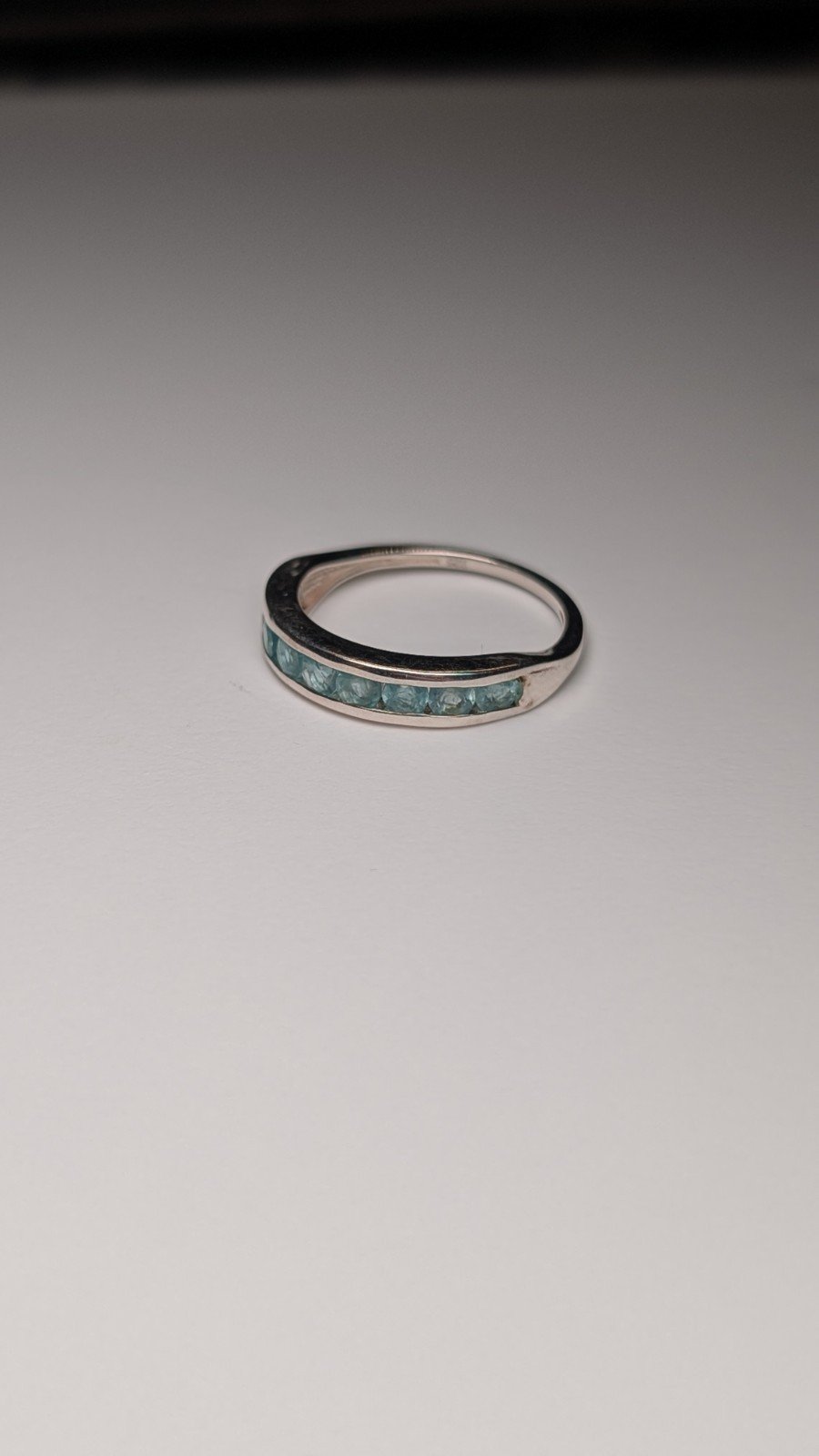 Vintage Sterling Silver Channel Set Aquamarine Ring | Size P 1/2 | 925 - Image 3